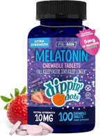 Dippin' Dots Chewable Melatonin 10mg – Melatonin 10 mg Tablets for Adults – Sugar Free – Strawberry Sunset Creme Flavor – Restful Sleep Support Supplement – Kosher, Gluten Free, Vegetarian (100 Count)