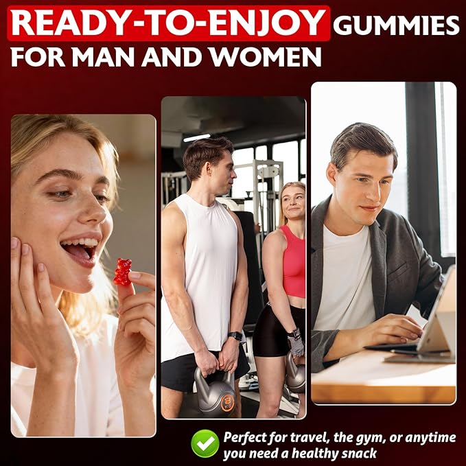 Creatine Monohydrate Gummies for Women & Men, Taurine & B6, Chewable Creatina Pre Workout Gummies for Max Strength & Muscle Growth, Energy, Endurance, Creatine for Men & Women - 1 Pack