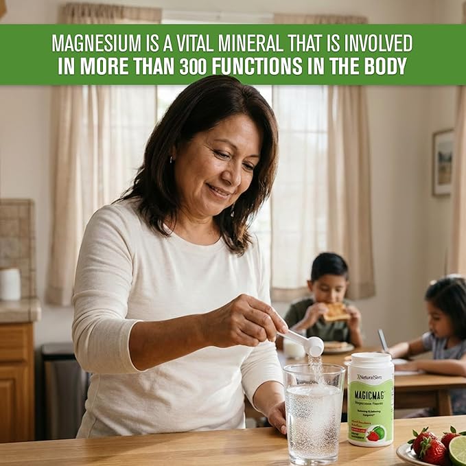 NaturalSlim MagicMag Magnesium Citrate Powder Drink for Relaxation, Stress, Constipation, Better Rest & Digestive Health, Magnesium Supplement for Women and Men, Strawberry & Lime Flavored 8oz