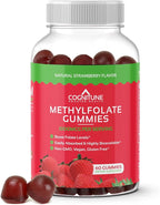 CogniTune Methylfolate Gummies for Kids and Adults - L-Methylfolate 1000mcg 5-MTHF Folate Supplement - MTHFR Support - Strawberry Chewable Vitamin B9 - Non-GMO Vegan - 60 Count