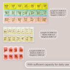 Weekly Travel Pill Organizer 2 Times A Day Pill Case for Purse with Removable AM PM 7 Day Pill Box Holder,Cute Medication Organizer Pill Container for Medicine, Vitamin, Supplement (Dark Grey, Medium)