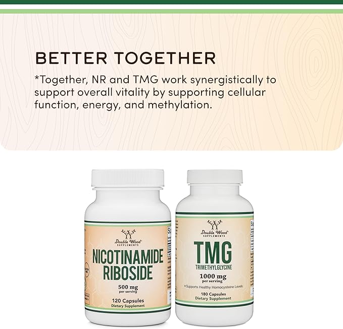 Nicotinamide Riboside - NAD Supplement to Boost Levels of NAD+ by Double Wood (Pack of 2)
