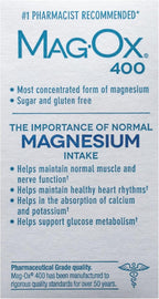 Mag-Ox 400 Magnesium Supplement, Pharmaceutical Grade Magnesium Oxide with 482 mg Per Dose, 120 Tablets, Pack of 2