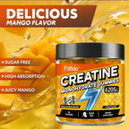 Creatine Monohydrate Gummies for Men & Women - 6205mg per Serving, Containing L-carnitine & Taurine, Post Workout Muscle Recovery, Strength & Energy Boost, Sugar Free & Vegan (60, Mango)