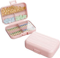 Travel Pill Box, Double Layer 7-Compartments Large Pill Organizer, 4.3" x 3.1" x 1.4" Portable Weekly Pill Case Container for Pocket, 7 Day Compact Medicine Holder for Vitamins, Fish Oils Pink