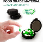 3PCS Small Pocket Daily Pill Box Organizer - Portable Travel Wallet with Individual Compartments - Compact, Convenient and Easy-to-Use Mini Pill Container for On-the-Go Medication Management (Black)