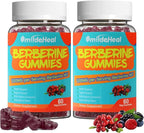 2 Pack Berberine Gummies 1200mg with Ceylon Cinnamon 200mg, Milk Thistle Extract & Turmeric, Vegan Berry Flavor, Non-GMO, Gelatin-Free, Gluten-Free, 120 Count