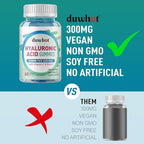 Hyaluronic Acid Gummies, Hyaluronic Acid Supplements with Vitamin C & Biotin 5000mcg for Skin, Hair, Nails Health, Joints Supplements for Women & Men, Low Sugar, Vegan, Non-GMO, 60 Counts