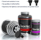 2 Pcs Protein Powder Container, Portable Protein Powder Travel Container, Protein Powder Funnel, Water Bottle Funnels for Powder Mixes, Pre Workout/Gym Supplement Funnel Keychain (50ml+100ml)