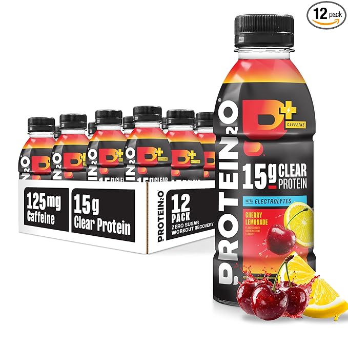 Protein2o 15g Whey Protein Infused Water Plus Energy, Cherry Lemonade, 16.9 oz Bottle (Pack of 12)