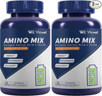Amino Acid, Supports Muscle Recovery and Lean Muscle Growth, Enhances Energy and Endurance, Contains Essential Amino Acids and BCAAs, 180 Capsules (2 Bottles)