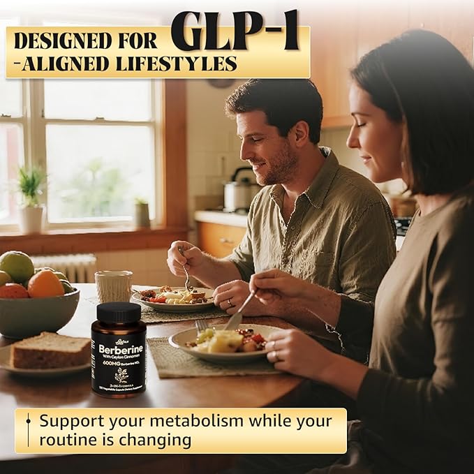 Berberine Supplement with Ceylon Cinnamon, Metabolic Support Formula for Daily Balance, Liposomal Berberine for GLP-1 Lifestyle Support, 600mg, Vegan, Non-GMO, 120 Capsules