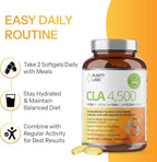 Purity Labs CLA Supplements 4500MG - Non-GMO Safflower Oil - Supports Energy, Weight Loss, Heart Health, and Muscle Health - 180 Soft gels