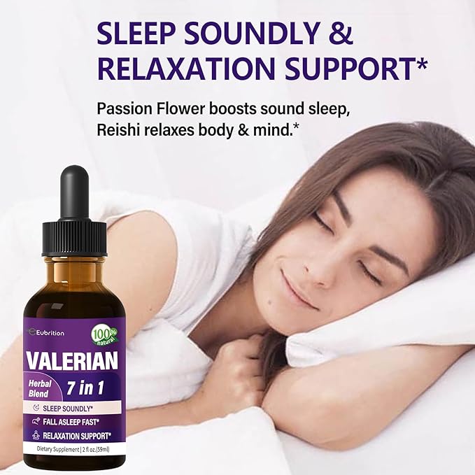 Valerian Root Sleep Support Drops, Natural Herbal Supplement Tincture with Passion Flower and Chamomile Extract for Better Sleep & Relaxation. 2oz