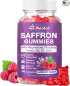 Max Strength Saffron Gummies 88.5mg with Magnesium, St. John's Wort & Rhodiola for Mood Support, Focus - Sugar-Free, 60 Count