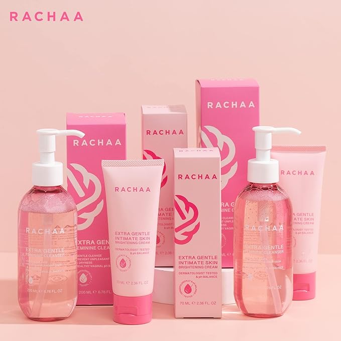 RACHAA Feminine Wash for Women - Gentle Daily Intimate Cleanser for Lightening, Moisturizing, Cleansing with Vitamin C, Tea Tree Oil & Lactic Acid - Sensitive, Hypoallergenic & pH Balance, 6.76 FL.Oz
