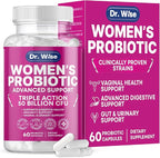 Dr. Wise Women’s Probiotic 50 Billion CFU – 60 Veggie Capsules | Vaginal Health & Digestive Support | 5 Targeted Strains Including L. Reuteri & Rhamnosus | Shelf Stable, Non-GMO & Gluten-Free