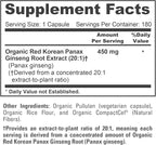 NusaPure Red Korean Panax Ginseng Capsules, 450 mg, 180 Veg Capsules (Non-GMO, USDA, Vegan)