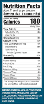 Vega Protein and Greens Protein Powder Creamy Vanilla (11 Servings) 25g Plant Based Protein Plus Veggies, Vegan, Non-GMO, Pea Protein for Women and Men, 1.2lbs