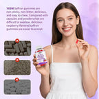 Saffron Gummies, Saffron Supplements for Kids & Adults with Ashwagandha, L-Theanine, Lemon Balm, Vitamin D3, B6, Magnesium & Zinc - Support Focus, Relaxation, Raspberry Flavor, 60 Count
