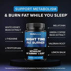 Night Time Fat Burner for Weight Loss Support & Sleep Aid | Appetite Suppressant, Carb Blocker, Nighttime Metabolism Booster for Stomach Fat Burner & Night Shred with Melatonin | Non-GMO, Vegan 60ct