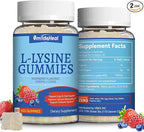 2 Pack L-Lysine 1000mg Gummies, Chewable Lysine Supplement for Adults, Immune Support, Collagen Formation Support, Vegan, Gluten Free - 120 Counts