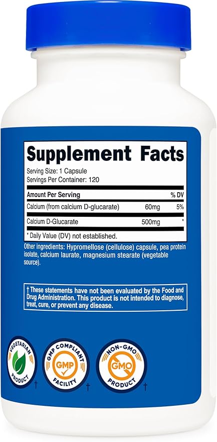 Nutricost Calcium D-Glucarate 500mg, 120 Capsules - Gluten Free, Non-GMO, Vegetarian Friendly