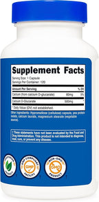 Nutricost Calcium D-Glucarate 500mg, 120 Capsules - Gluten Free, Non-GMO, Vegetarian Friendly (Pack of 2)