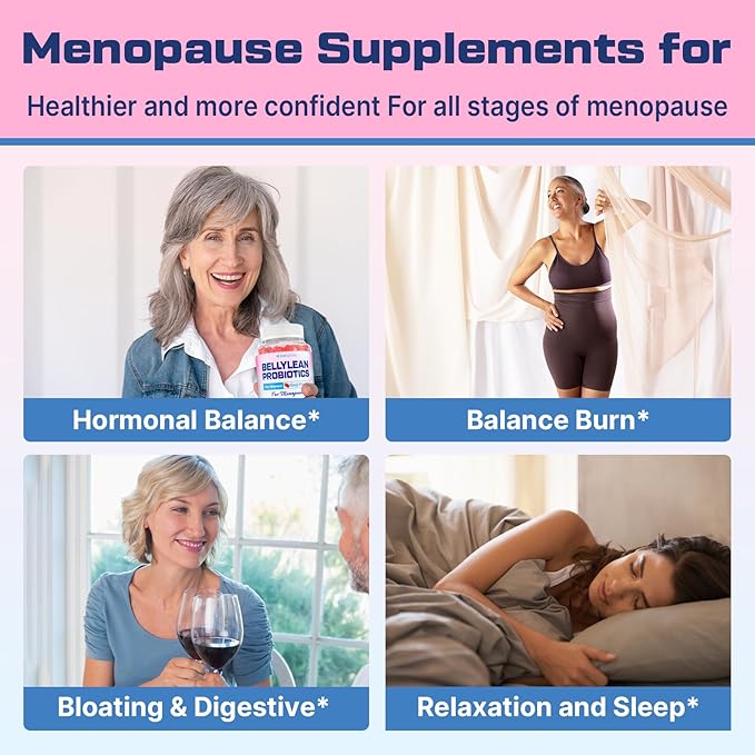 Menopause Supplements for Women Gummies, 16-in-1 Probiotic, Black Cohosh & Ashwagandha for Menopause Relief, Hot Flashes, Hormone Harmony, Mood Swings, Belly Burner* & Gut, Sugar-Free - 60 Gummies