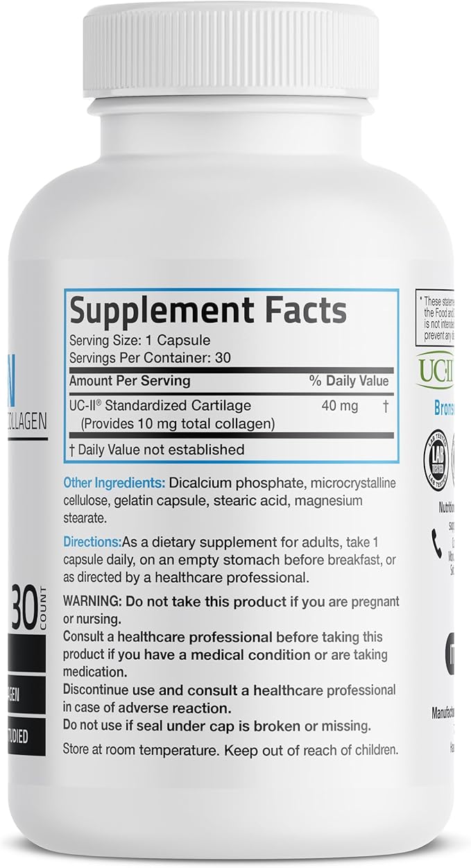 Bronson UC-II Type II Collagen with Undenatured Type II Collagen, 30 Capsules