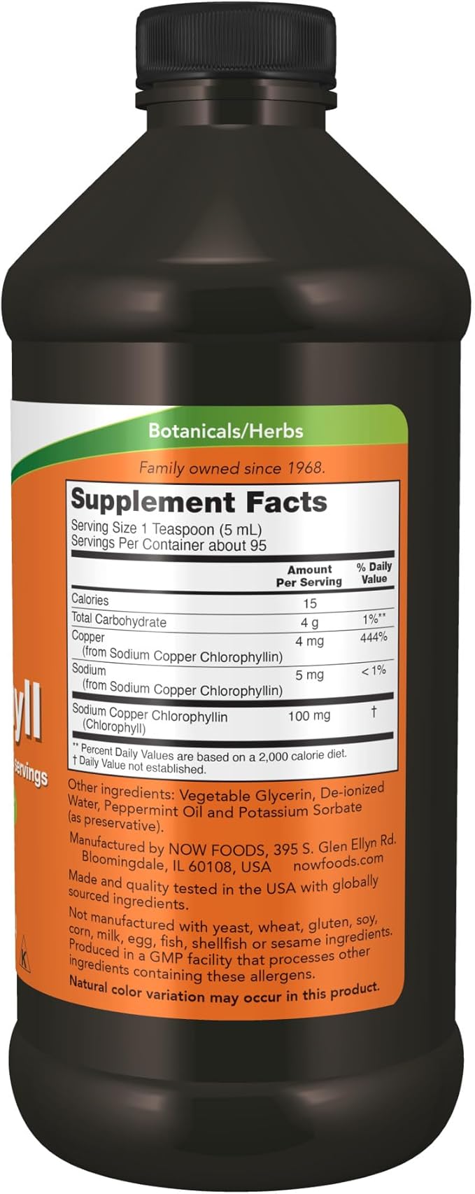 NOW Supplements, Liquid Chlorophyll, Super Concentrated, Internal Deodorizer*,Boost Energy, Mint Flavor, 16-Ounce (Pack of 2)