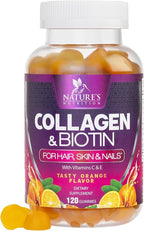 Collagen Gummies - 2500mcg Biotin Per Serving - Complete Collagen Supplement with Hydrolyzed Peptides Type I & III, Biotin, Zinc, & Vitamin C - Hair, Skin, & Nail Support Women & Men - 120 Gummies