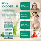 Chlorophyll Capsules Internal Body Deodorant Supplement for Women and Men for Gut Health, Fresh Breath, Skin Health, Detox & Digestion Support, Natural Odor Remove, Vegan, Non-GMO-30 Capsules