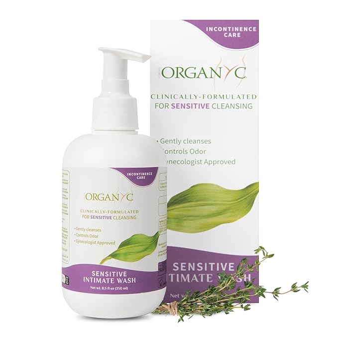 Organyc Feminine Wash for Incontinence, Gentle Intimate Wash for Women with Thyme Extract, Feminine Hygiene Supplies, 8.5 fl oz