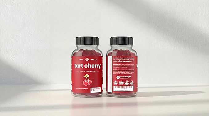 NutraChamps Tart Cherry Gummies - Tart Cherry Extract with Celery Seed - 60 Vegan Gummies (2-Pack)