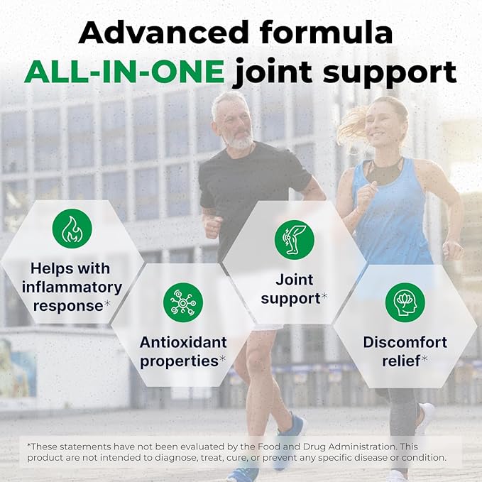 Wellnee Joint Support Supplement - Glucosamine Chondroitin MSM, Boswellia & Turmeric - Relieves Joint Discomfort & Supports Flexibility - Wellknee Joint Support - 90 Capsules, 30 Servings