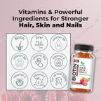 Mishas Nutraceuticals Hair Skin & Nails Gummies - Supports Healthy Hair - Vegan biotin Vitamins for Women & Men Supports Faster Hair Growth, Stronger Nails, Healthy Skin, Extra Strength 60 Counts
