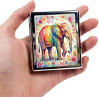 Weekly Pill Organizer, Metal Pill Box with 8 Compartments, Small Travel Pill Case for Purse Pocket, Medicine Vitamin Supplement Organizer (Rainbow Elephant)