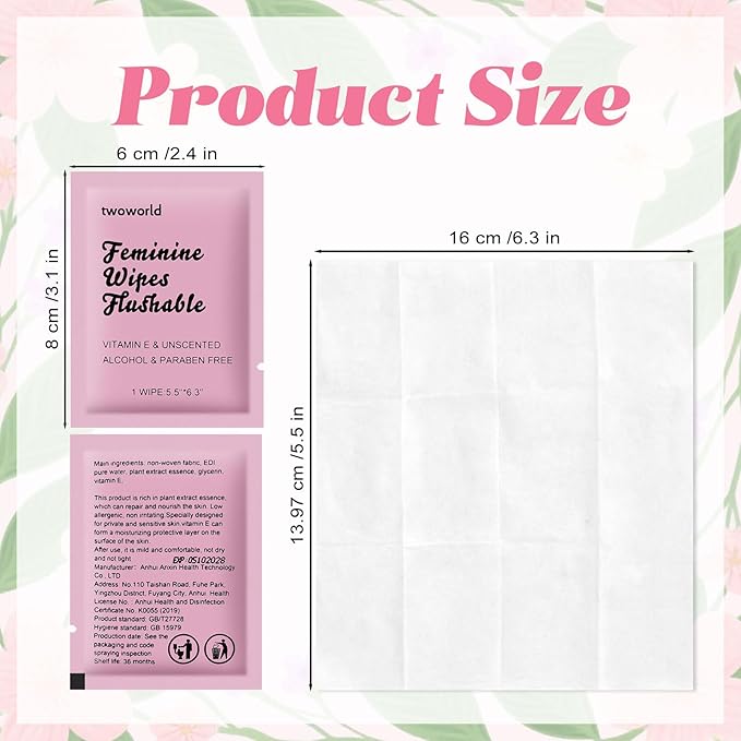Feminine Wipes Individually Wrapped, Flushable Wipes Travel,Feminine Care Vaginal Wipes for Adult,Women, Girl and Homeless (Pack of 50,Lavender)