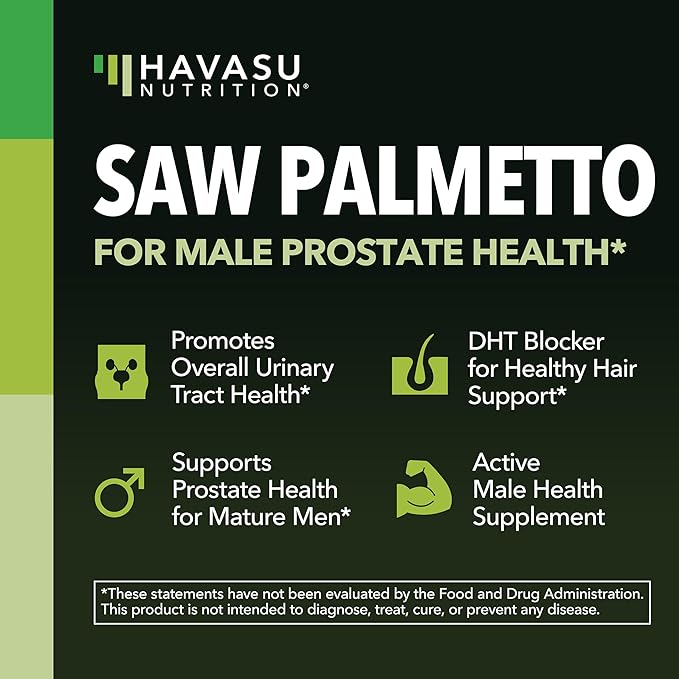 Saw Palmetto for Men Prostate Health Supplement to Promote Urinary Tract Function - 500mg Per Serving - 200 Count - DHT Blocker Hair Vitamin - Vegan, Non-GMO Capsules, Over 6 Month Supply