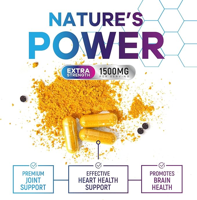 Turmeric Curcumin Supplement - 1350mg Organic Turmeric Per Serving - 95% Curcuminoids & BioPerine Black Pepper Extract for Best Absorption - Natural Vegan Joint Support, Bottled in USA - 120 Capsules