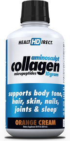 HEALTH DIRECT – AminoSculpt Liquid Collagen Micropeptides – 28 FL Oz – 28 Servings – 10 Grams of Premium Medical-Grade Liquid Collagen for Women – Orange Cream