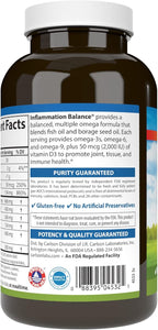 Carlson - Inflammation Balance, Balanced Omega-3 & Omega-6 Ratio, with D3, Norwegian, Wild-Caught Fish Oil Supplement with Fatty Acids, Sustainably Sourced Fish Oil Capsules, 180 Softgels