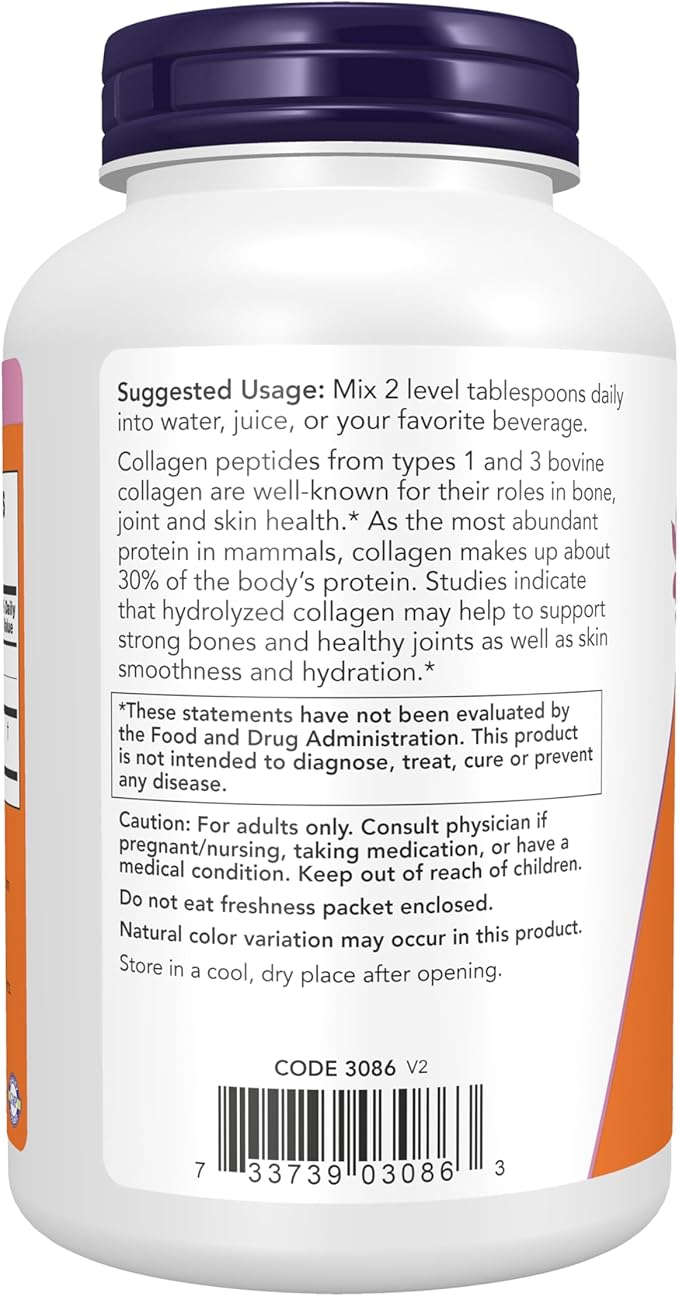 NOW Foods Supplements, Collagen Peptides Powder, Clinically Tested, Joint and Bone Health*, 8-Ounce