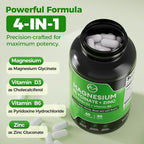 (2 Pack) Magnesium Glycinate Capsules, Magnesium Supplement with Zinc, Vitamin D3 & B6 - Highly Bioavailable and Absorption - Bone, Heart, Joint, Immune Support, 120 Vegan Capsules