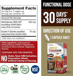 LABO Nutrition Ultimate VesseCLEAR EX Nattokinase NSK-SD 4000FU & Elastin F, Vessel Circulation & Brain Health Support, Japanese Supplement Shelf Stable Acid Resistant DRCaps Delayed Release Capsules