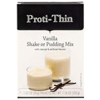 Proti-Thin High Protein Creamy Vanilla Pudding/Shake Mix, 15g Protein, Low Calorie, Low Carb, Low Fat, Low Sugar, No Gluten Ingredients, Aspartame Free, KETO Friendly, Ideal Protein Compatible, 7/Box