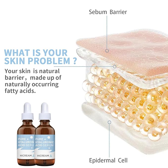 Hyaluronic Acid Serum for Face, Brightening Serum - Even Skin Tone&100% Pure Anti Aging, Intense Hydrating Moisturizer, Non-Greasy, Paraben-Free, Water-Based Skincare for All Skin Types (2 Oz)