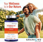 Granions Max Strength Vitamin D3 K2 Supplement - 250mcg (10,000 IU) D3 + 200mcg Vitamin K2 (MK-7) - Vitamins for Bone Health, Immune Support Supplements VIT K2D3-2 Month, 60 Tablets
