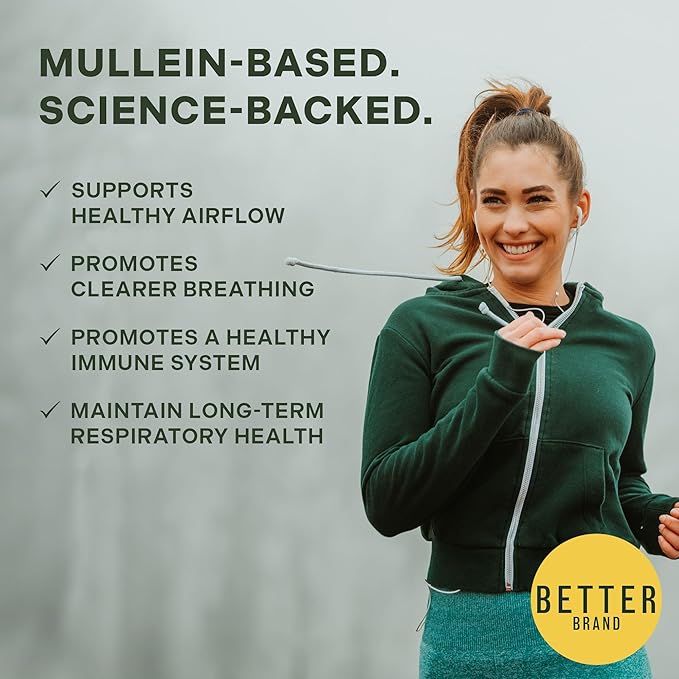 Betterbrand Mullein Chewable Gummies for Lung Cleanse and Detox, Respiratory Health Supplement, 1000mg Mullein Extract per Serving, 180 Gummies - 90 Day Supply - Pear Flavored
